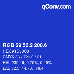カラーコード: RGB 29 56.2 200.6 | qconv.com