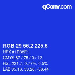 カラーコード: RGB 29 56.2 225.6 | qconv.com