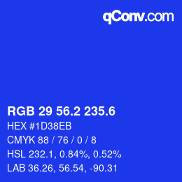 カラーコード: RGB 29 56.2 235.6 | qconv.com