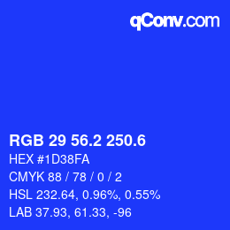 カラーコード: RGB 29 56.2 250.6 | qconv.com