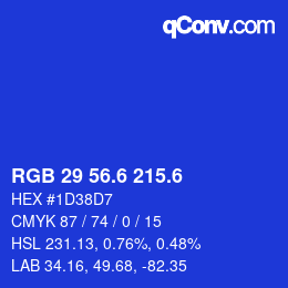 カラーコード: RGB 29 56.6 215.6 | qconv.com