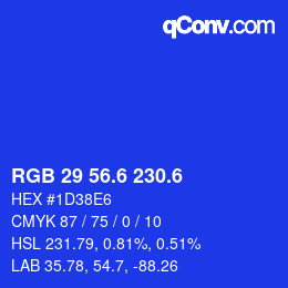 カラーコード: RGB 29 56.6 230.6 | qconv.com