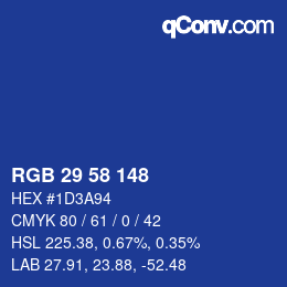 颜色代码: RGB 29 58 148 | qconv.com