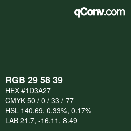 カラーコード: RGB 29 58 39 | qconv.com