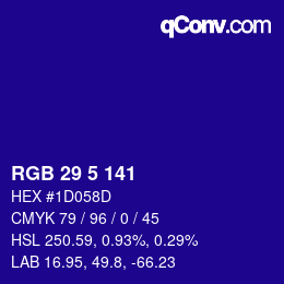 カラーコード: RGB 29 5 141 | qconv.com