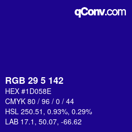 Color code: RGB 29 5 142 | qconv.com