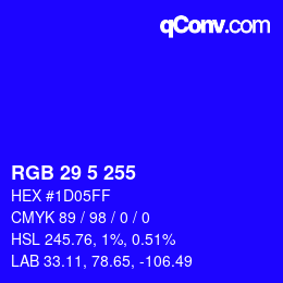 Color code: RGB 29 5 255 | qconv.com