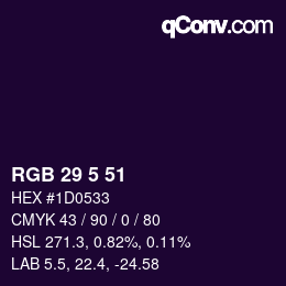 Color code: RGB 29 5 51 | qconv.com