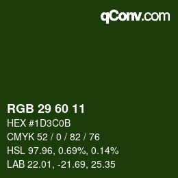 颜色代码: RGB 29 60 11 | qconv.com