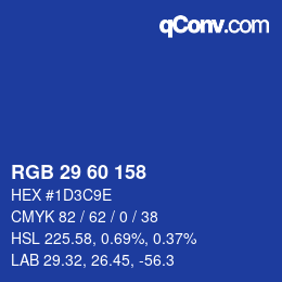 Color code: RGB 29 60 158 | qconv.com