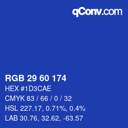 カラーコード: RGB 29 60 174 | qconv.com