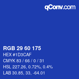 颜色代码: RGB 29 60 175 | qconv.com