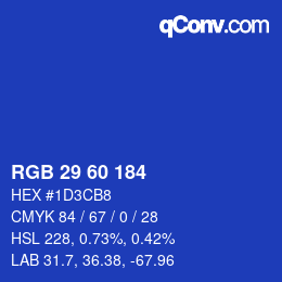 カラーコード: RGB 29 60 184 | qconv.com