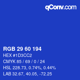 カラーコード: RGB 29 60 194 | qconv.com