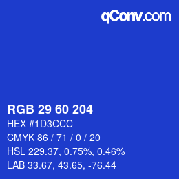 カラーコード: RGB 29 60 204 | qconv.com