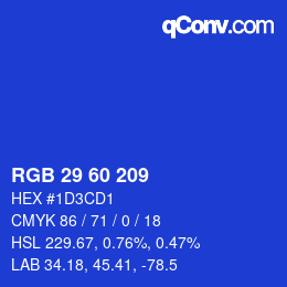 カラーコード: RGB 29 60 209 | qconv.com