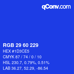 カラーコード: RGB 29 60 229 | qconv.com