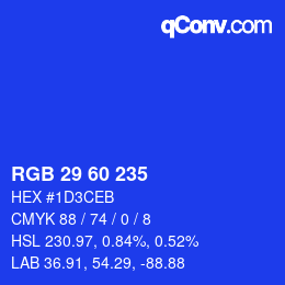 Color code: RGB 29 60 235 | qconv.com