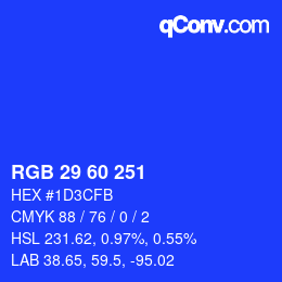 カラーコード: RGB 29 60 251 | qconv.com