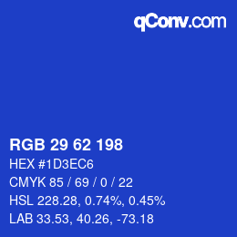 カラーコード: RGB 29 62 198 | qconv.com