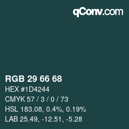 Color code: RGB 29 66 68 | qconv.com