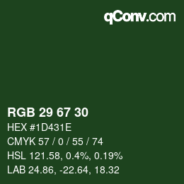 Color code: RGB 29 67 30 | qconv.com