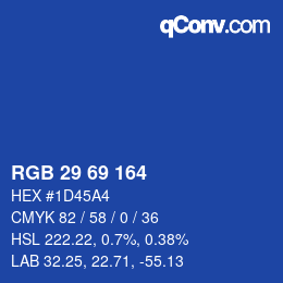 Color code: RGB 29 69 164 | qconv.com
