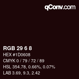 カラーコード: RGB 29 6 8 | qconv.com