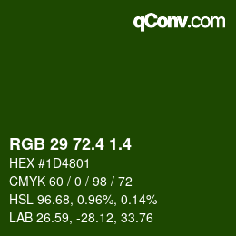 カラーコード: RGB 29 72.4 1.4 | qconv.com