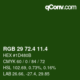 カラーコード: RGB 29 72.4 11.4 | qconv.com