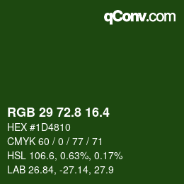 カラーコード: RGB 29 72.8 16.4 | qconv.com