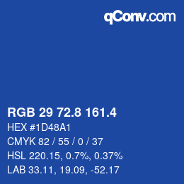 カラーコード: RGB 29 72.8 161.4 | qconv.com