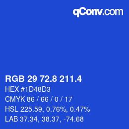 カラーコード: RGB 29 72.8 211.4 | qconv.com