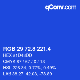 カラーコード: RGB 29 72.8 221.4 | qconv.com