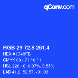 カラーコード: RGB 29 72.8 251.4 | qconv.com