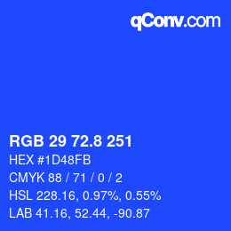 カラーコード: RGB 29 72.8 251 | qconv.com