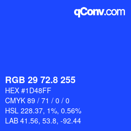 カラーコード: RGB 29 72.8 255 | qconv.com
