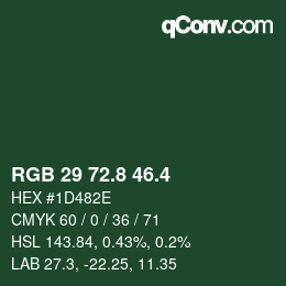 カラーコード: RGB 29 72.8 46.4 | qconv.com