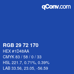 Color code: RGB 29 72 170 | qconv.com