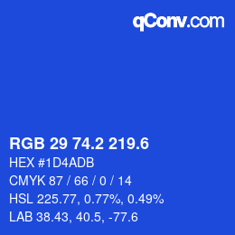 カラーコード: RGB 29 74.2 219.6 | qconv.com