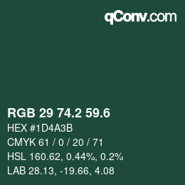 カラーコード: RGB 29 74.2 59.6 | qconv.com