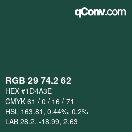 カラーコード: RGB 29 74.2 62 | qconv.com