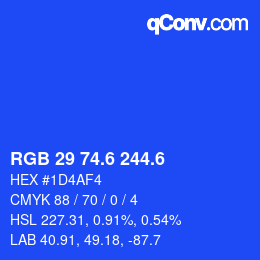カラーコード: RGB 29 74.6 244.6 | qconv.com
