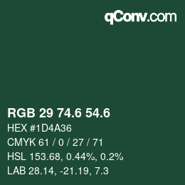 カラーコード: RGB 29 74.6 54.6 | qconv.com