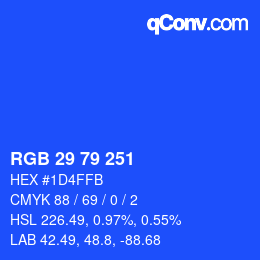 カラーコード: RGB 29 79 251 | qconv.com