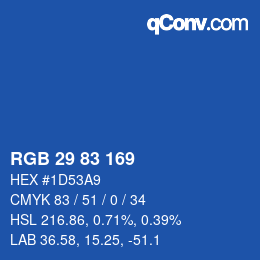 カラーコード: RGB 29 83 169 | qconv.com