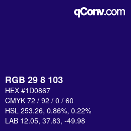 Farbcode: RGB 29 8 103 | qconv.com