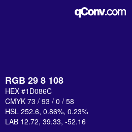 颜色代码: RGB 29 8 108 | qconv.com
