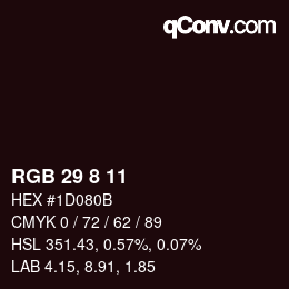 カラーコード: RGB 29 8 11 | qconv.com