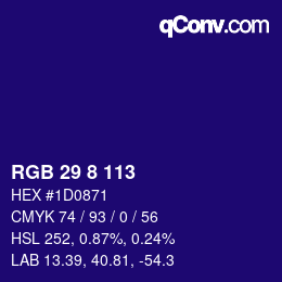 Farbcode: RGB 29 8 113 | qconv.com